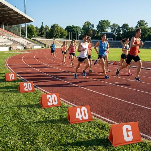 Set of 11 Standing Football Yard Markers, High Visibility Football Field Line Signs with Carrying Bag, Orange Field Yard Markers for Sport Training Equipment in Kuwait