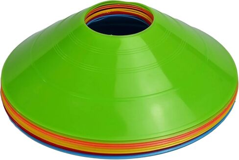 Sport Disc Cones 10 Pack, 5 Colors (Red, Orange, Yellow, Green, Blue), PE Material, for Soccer, Basketball, Skating and Agility Training in Kuwait