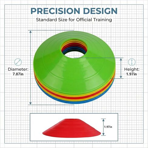 Sport Disc Cones 10 Pack, 5 Colors (Red, Orange, Yellow, Green, Blue), PE Material, for Soccer, Basketball, Skating and Agility Training in Kuwait