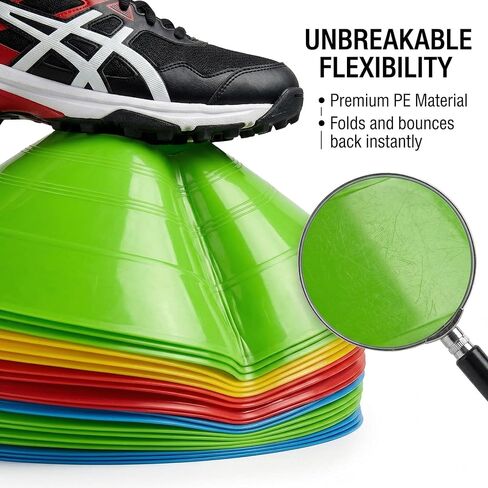 Sport Disc Cones 10 Pack, 5 Colors (Red, Orange, Yellow, Green, Blue), PE Material, for Soccer, Basketball, Skating and Agility Training in Kuwait
