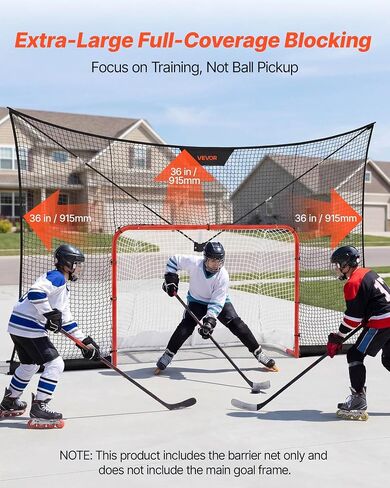 VEVOR Hockey Net Backstop، 12x7 قدم شبكة دعم الهوكي المتينة مع تغطية ممتدة، معدات تدريب خفيفة الوزن ومحمولة في الفناء الخلفي، سهلة التجميع، للشباب البالغين (الشبكة فقط) in Kuwait