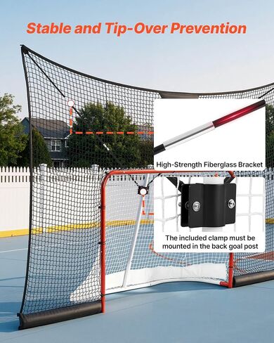 VEVOR Hockey Net Backstop، 12x7 قدم شبكة دعم الهوكي المتينة مع تغطية ممتدة، معدات تدريب خفيفة الوزن ومحمولة في الفناء الخلفي، سهلة التجميع، للشباب البالغين (الشبكة فقط) in Kuwait