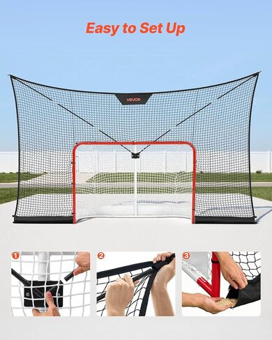 VEVOR Hockey Net Backstop، 12x7 قدم شبكة دعم الهوكي المتينة مع تغطية ممتدة، معدات تدريب خفيفة الوزن ومحمولة في الفناء الخلفي، سهلة التجميع، للشباب البالغين (الشبكة فقط) in Kuwait