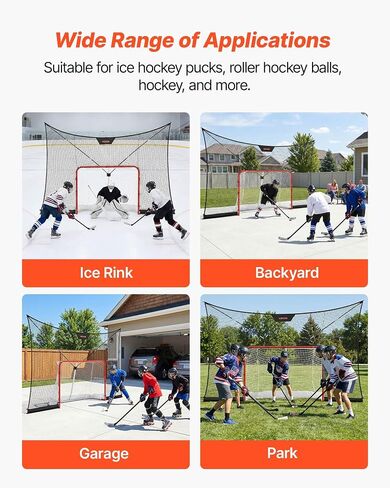 VEVOR Hockey Net Backstop، 12x7 قدم شبكة دعم الهوكي المتينة مع تغطية ممتدة، معدات تدريب خفيفة الوزن ومحمولة في الفناء الخلفي، سهلة التجميع، للشباب البالغين (الشبكة فقط) in Kuwait
