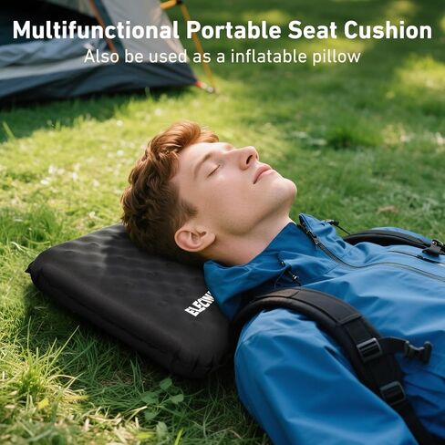 Inflatable Seat Cushion, Self Inflating Memory Foam Portable Stadium Seat Cushions for Bleachers Lightweight Camping Comfort Airplane Cushion for Long Flights Outdoor Events in Kuwait