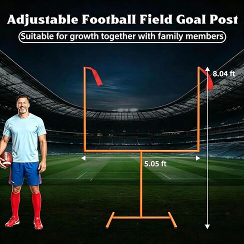 Adjustable Football Field Goal Post - 8' x 6' Steel Frame, Stable Tube Frame Construction, Height Adjustable for Backyard Football Training, for Youth & Adult Players in Kuwait