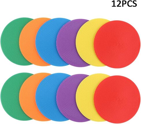 12pcs 4inch Non-Slip Spot Marker, Poly Spot Markers for Agility Dot for Gym/PE Training, Rubber Circles Multiple Color Sports Markers for Sports Speed Training in Kuwait