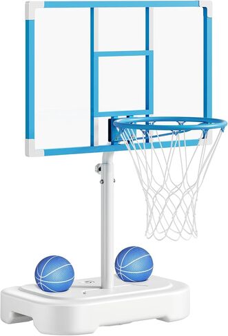 Yohood Pool Basketball Hoop، هدف كرة السلة من الفولاذ المقاوم للصدأ بجانب حمام السباحة، طوق كرة السلة لحمام السباحة بجانب حمام السباحة مع لوحة خلفية للكمبيوتر الشخصي مقاومة للكسر مقاس 33 بوصة in Kuwait