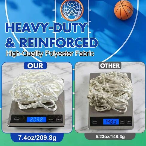 REGUICORP Heavy Duty Basketball Net Replacement, 12 Loops Premium Basketball Hoop Net, All Weather Anti Whip Nets for Indoor or Outdoor, Professional Basketball Accessories in Kuwait