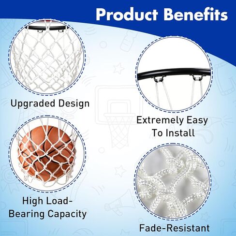 REGUICORP Heavy Duty Basketball Net Replacement, 12 Loops Premium Basketball Hoop Net, All Weather Anti Whip Nets for Indoor or Outdoor, Professional Basketball Accessories in Kuwait