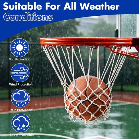 REGUICORP Heavy Duty Basketball Net Replacement, 12 Loops Premium Basketball Hoop Net, All Weather Anti Whip Nets for Indoor or Outdoor, Professional Basketball Accessories in Kuwait