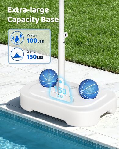 Yohood Pool Basketball Hoop، هدف كرة السلة من الفولاذ المقاوم للصدأ بجانب حمام السباحة، طوق كرة السلة لحمام السباحة بجانب حمام السباحة مع لوحة خلفية للكمبيوتر الشخصي مقاومة للكسر مقاس 33 بوصة in Kuwait
