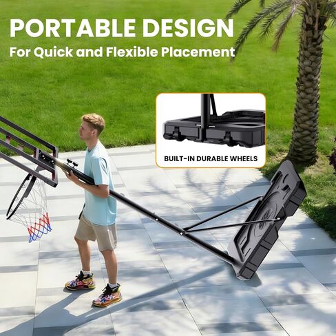 32 Inch Portable Basketball Hoop, Adjustable 4.1–8.5FT Height, Outdoor Basketball Goal with Fillable Base & Weight Bag for Kids Teens Backyard in Kuwait