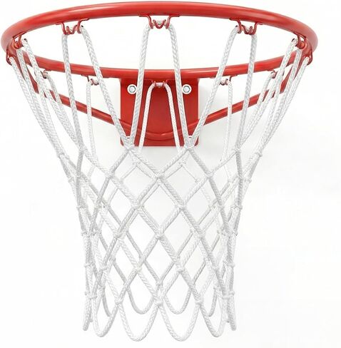 Basketball Net Replacement Heavy Duty, Premium Thick Polyester, 12 Loops Professional Basketball Hoop Net, 7.16 oz All Weather Anti-Whip, Fits Standard Indoor Outdoor Rims, Single Pack - White in Kuwait