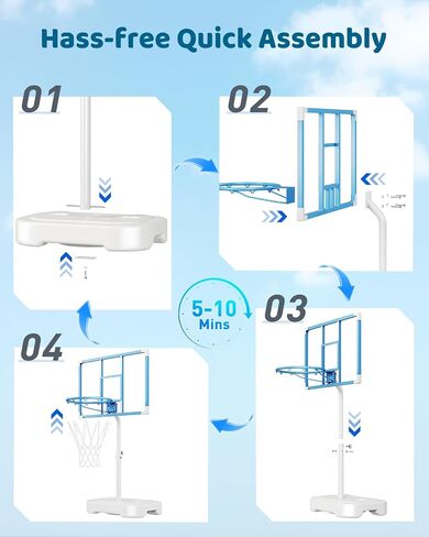 Yohood Pool Basketball Hoop، هدف كرة السلة من الفولاذ المقاوم للصدأ بجانب حمام السباحة، طوق كرة السلة لحمام السباحة بجانب حمام السباحة مع لوحة خلفية للكمبيوتر الشخصي مقاومة للكسر مقاس 33 بوصة in Kuwait