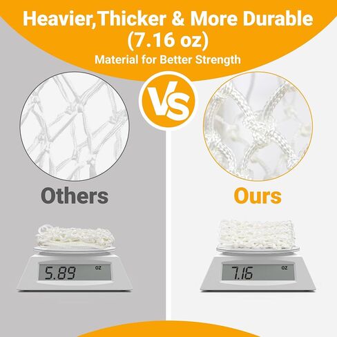 Basketball Net Replacement Heavy Duty, Premium Thick Polyester, 12 Loops Professional Basketball Hoop Net, 7.16 oz All Weather Anti-Whip, Fits Standard Indoor Outdoor Rims, Single Pack - White in Kuwait