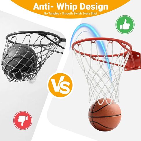Basketball Net Replacement Heavy Duty, Premium Thick Polyester, 12 Loops Professional Basketball Hoop Net, 7.16 oz All Weather Anti-Whip, Fits Standard Indoor Outdoor Rims, Single Pack - White in Kuwait