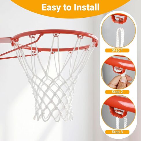 Basketball Net Replacement Heavy Duty, Premium Thick Polyester, 12 Loops Professional Basketball Hoop Net, 7.16 oz All Weather Anti-Whip, Fits Standard Indoor Outdoor Rims, Single Pack - White in Kuwait