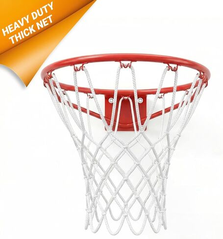 Basketball Net Replacement Heavy Duty, Premium Thick Polyester, 12 Loops Professional Basketball Hoop Net, 7.16 oz All Weather Anti-Whip, Fits Standard Indoor Outdoor Rims, Single Pack - White in Kuwait