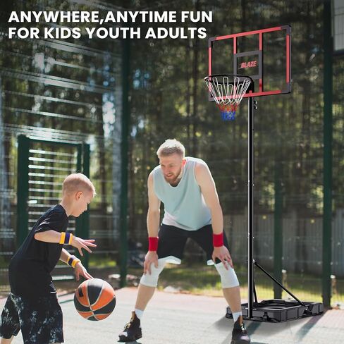 Portable Basketball Hoop for Kids & Teens, 4.1–8.5FT Adjustable Height, 32'' Shatterproof Backboard, Fillable Base with Weight Bag, Outdoor Goal for Backyard & Driveway(Black) in Kuwait