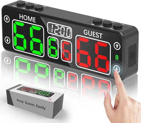 YZ LED Digital Scoreboard with Timer, Rechargeable Electronic Score Keeper, Portable Mini Scoreboard for Cornhole, Pickleball, Basketball, Volleyball,Ping Pong, Backyard Games& Family Game Night in Kuwait
