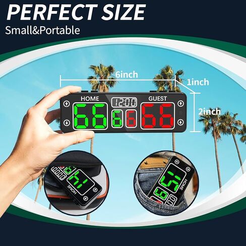 YZ LED Digital Scoreboard with Timer, Rechargeable Electronic Score Keeper, Portable Mini Scoreboard for Cornhole, Pickleball, Basketball, Volleyball,Ping Pong, Backyard Games& Family Game Night in Kuwait