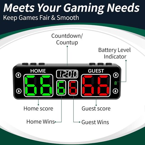 YZ LED Digital Scoreboard with Timer, Rechargeable Electronic Score Keeper, Portable Mini Scoreboard for Cornhole, Pickleball, Basketball, Volleyball,Ping Pong, Backyard Games& Family Game Night in Kuwait