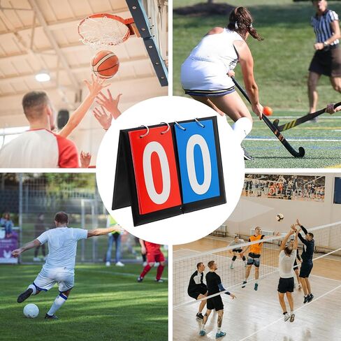 Flip Scoreboard 2-Digit – 6.3x7.9 Inch Portable Score Keeper with Large Numbers, PU Leather & Metal, for Basketball, Volleyball, Table Tennis, Cornhole, Board Games, Schools & Recreational Activities in Kuwait
