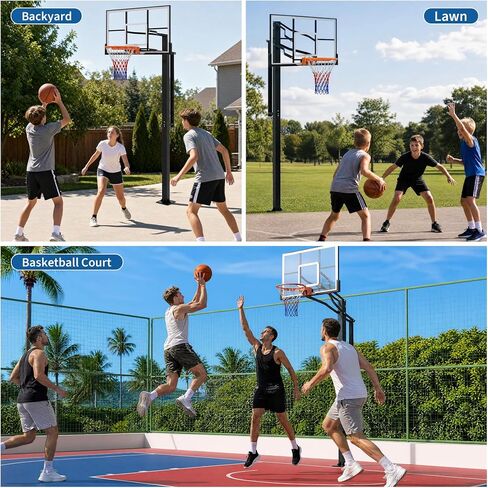 In Ground Basketball Hoops Outdoor, 7.5-10FT Adjustable Height Basketball Goal System, 55 Inch Shatterproof Backboard, Solid Steel Rim for Kids Youth Adults, Backyard, Driveway in Kuwait