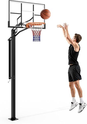 In Ground Basketball Hoops Outdoor, 7.5-10FT Adjustable Height Basketball Goal System, 55 Inch Shatterproof Backboard, Solid Steel Rim for Kids Youth Adults, Backyard, Driveway in Kuwait
