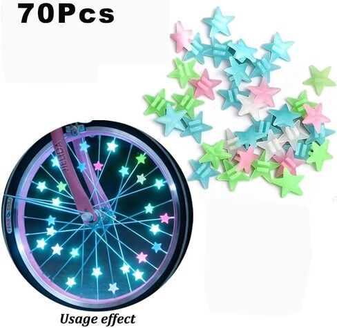 70pcs Glow in the Dark Spoke Beads,Glowable Star Wheel Nipples Suitable for Night Riding, Wheel Decoration, for Cyclists in Kuwait