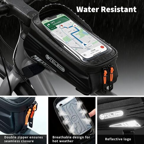 Bike Phone Bag with TPU Sensitive Touch, Waterproof Top Tube Bicycle Front Frame Bag, 1.9L Large Capacity EVA Hard Shell Mount Bike Phone Holder Bag Under 7", Handlebar Bag Bike Accessories in Kuwait
