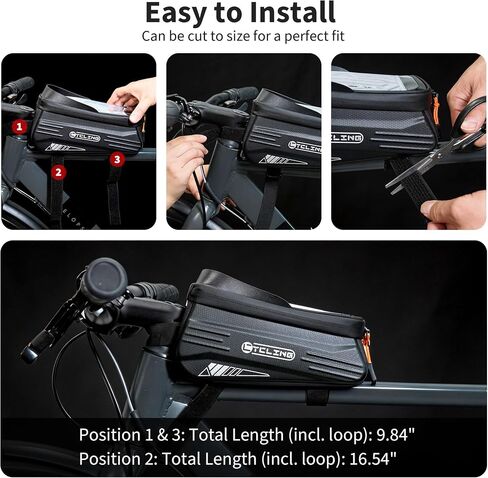 Bike Phone Bag with TPU Sensitive Touch, Waterproof Top Tube Bicycle Front Frame Bag, 1.9L Large Capacity EVA Hard Shell Mount Bike Phone Holder Bag Under 7", Handlebar Bag Bike Accessories in Kuwait