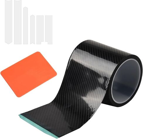 شريط إطار دراجة 300 سم بنمط ألياف الكربون، طلاء شريط لاصق PVC وPMMA رفيع 0.6 مم، ملصق مضاد للخدش لدراجات الطريق، أسود 3K (شبه شفاف 3K) in Kuwait