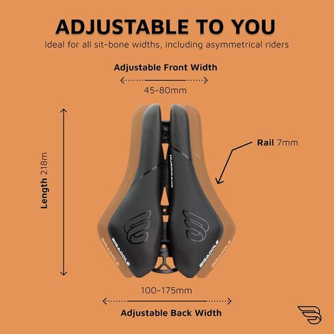 BiSaddle Hurricane Bike Saddle - Adjustable Split Saddle - Short Nose Road Bike Seat for Men & Women - Tri, Gravel, XC & MTB Saddles - Comfort Fit, 100-175mm in Kuwait
