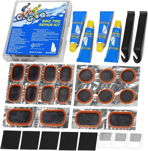 Bike Tire Repair Kit, Bicycle Inner Tube Patch Kit with 4 PCS Tire Repair Glue, 18 PCS Tube Patches & 2 PCS Tire Levers – Portable Case for Bicycle & Inflatable Tubes (Upgrade Suit) in Kuwait