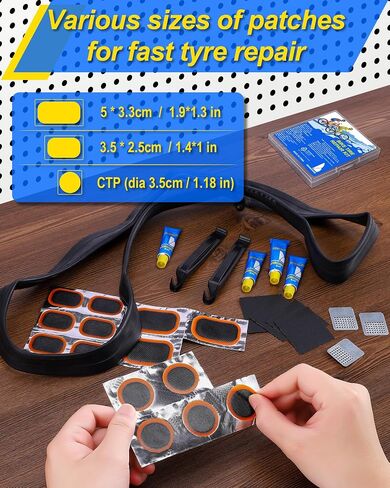 Bike Tire Repair Kit, Bicycle Inner Tube Patch Kit with 4 PCS Tire Repair Glue, 18 PCS Tube Patches & 2 PCS Tire Levers – Portable Case for Bicycle & Inflatable Tubes (Upgrade Suit) in Kuwait