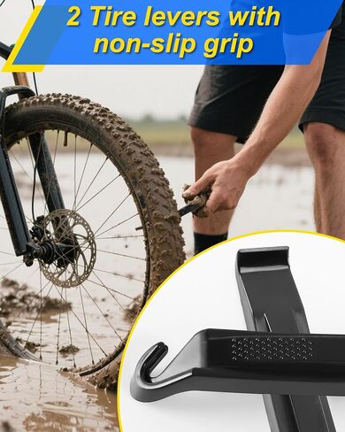 Bike Tire Repair Kit, Bicycle Inner Tube Patch Kit with 4 PCS Tire Repair Glue, 18 PCS Tube Patches & 2 PCS Tire Levers – Portable Case for Bicycle & Inflatable Tubes (Upgrade Suit) in Kuwait