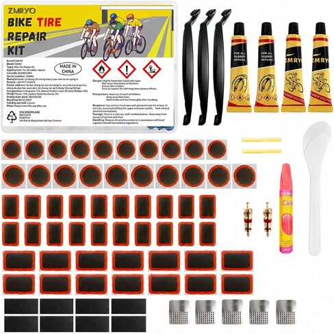 Bike Tire Repair Kit 80 PCS, Flat Tire Repair Kit with 54 Patches, 4 Vulcanizing Glue Tubes, Tire Levers & Valve Core Tools for Bikes, E-Bikes, Scooters & Inner Tube Repairs in Kuwait