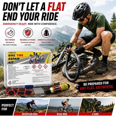 Bike Tire Repair Kit 80 PCS, Flat Tire Repair Kit with 54 Patches, 4 Vulcanizing Glue Tubes, Tire Levers & Valve Core Tools for Bikes, E-Bikes, Scooters & Inner Tube Repairs in Kuwait