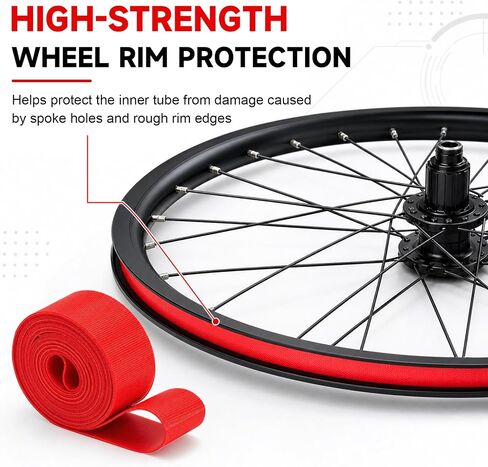2 Pack Bicycle Rim Liner Rim Tape 26 Inch Bike Rim Strip, High Pressure & Puncture Resistant Tire Liner for Inner Tube Protection, Fits Mountain & Road Bikes, PVC Rim Protector in Kuwait