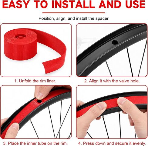 2 Pack Bicycle Rim Liner Rim Tape 26 Inch Bike Rim Strip, High Pressure & Puncture Resistant Tire Liner for Inner Tube Protection, Fits Mountain & Road Bikes, PVC Rim Protector in Kuwait