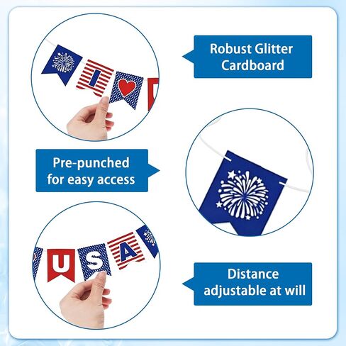 CRASHOT American 250th Anniversary Bike Decoration Kit, 42 Pcs 4th of July Independence Day Bicycle Parade Set with US Flags Paper Fans Tinsel Garland Tassels Balloons for Kids Adults in Kuwait