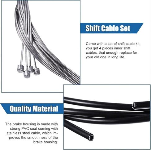 Bike Shifter Cable Kit – 30PCS Complete Set, High-Tensile Galvanized Steel Wires, 4pcs (1.55m/2.1m) + 2m Housing, Universal Gear Cable Replacement for MTB, Road, BMX & Folding Bikes | Everything Needed for Easy Gear Cable Replacement with Beginner Friendl in Kuwait
