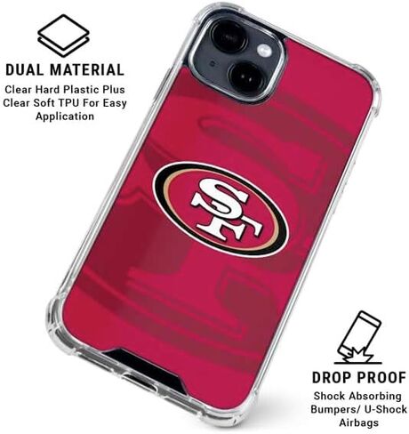 Skinit Clear Phone Case Compatible with iPhone 15 - Officially Licensed NFL San Francisco 49ers Double Vision Design in Kuwait
