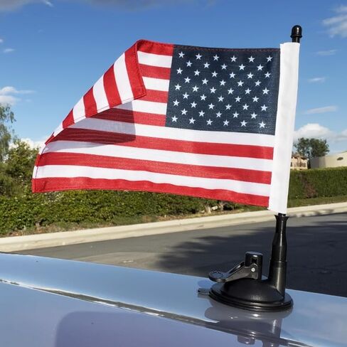 American Flag Suction Cup Car Mount 2 Pack, 8x5 Inch Diplomat USA Flags for Sports Cars, Parades, Festivals, Patriotic Celebrations in Kuwait