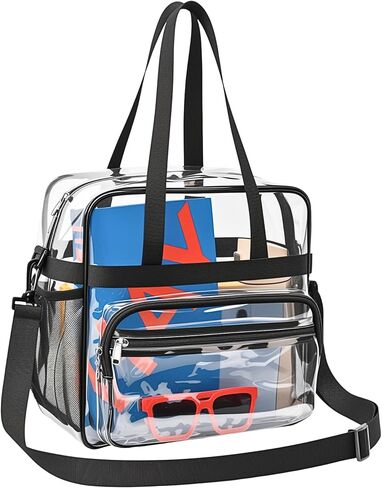 Paxiland Clear Bag for Stadium Events, 12x6x12 inches Tote Bag with Detachable Reinforced Strap for Sports Concert and Work in Kuwait