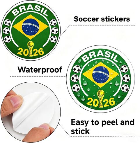 500Pcs Brazil World Cup Sticker Labels, Waterproof Soccer Stickers, 1 Inch Self Adhesive Sealing Decals, for Envelope Seals, Gift Bags Packaging, Water Bottles(Brazil) in Saudi Arabia