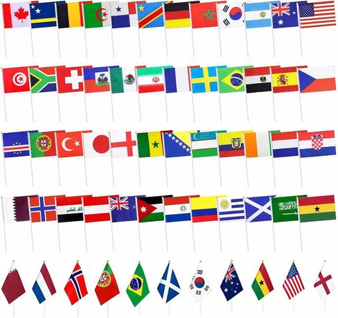 علم 48 دولة لكأس العالم 2026، زينة علم صغيرة محمولة باليد لأحداث كرة القدم، والحانة، والفصول الدراسية، والحفلات المنزلية والتجمعات الرياضية الخارجية in Kuwait