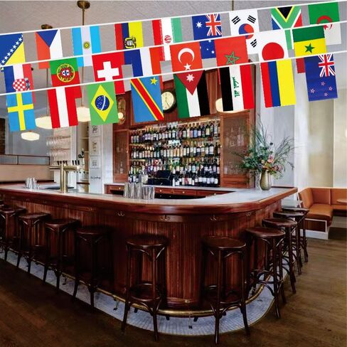 48 Countries Flags Banner Dercoations for 2026 World Cup, Small Mini Hanging String Garland Bunting, Football Events, Pub, Classroom, Home Party, Outdoor Sports 50 Feet in Kuwait